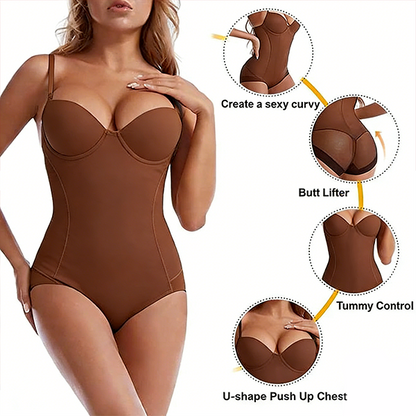 🔥SISTE DAGS SALG 50 % RABATT🔥Shapewear-bodysuit med BH | Rynket, slankende, justerbar midje✨