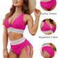 ✨Ny ankomst✨👙Bikinisett med høy midje og fargeblokker for magekontroll