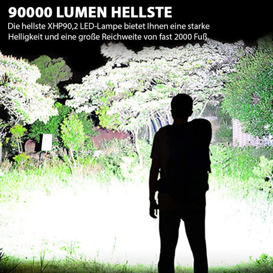 LED oppladbar laser lommelykt 90000 høy lumen