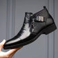 👞 Ankelstøvler med skinn med glidelås og spisse biter for menn