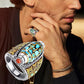 Klassisk design, geometrisk, blågul, justerbar, roterbar ring