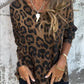 Damenes Leopardprint T-skjorte med Rund Hals og Stretch