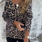 Damenes Leopardprint T-skjorte med Rund Hals og Stretch