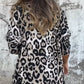 Damenes Leopardprint T-skjorte med Rund Hals og Stretch
