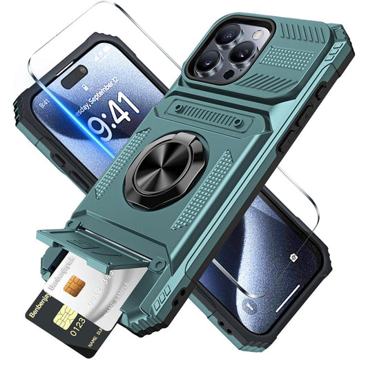 💥 Telefonveske med Kortholder & Ringholder – Stativ, Magnetfeste, Fallebeskyttelse