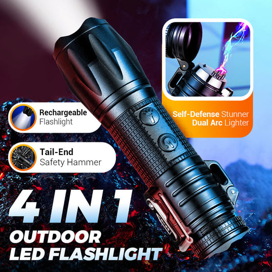 🔥Hot Sale 50% OFF🔦Multifunksjonell oppladbar lommelykt med sterkt lys med elektrisk ild⚡