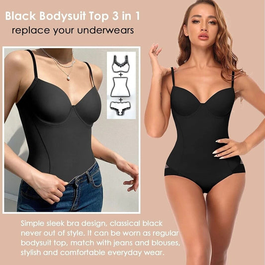 🔥SISTE DAGS SALG 50 % RABATT🔥Shapewear-bodysuit med BH | Rynket, slankende, justerbar midje✨
