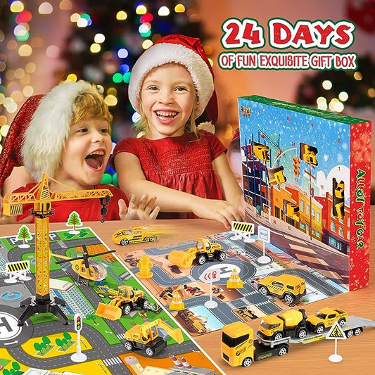 🚗Adventskalender for barn: Legeringsbasert anleggskjøretøy lekesett
