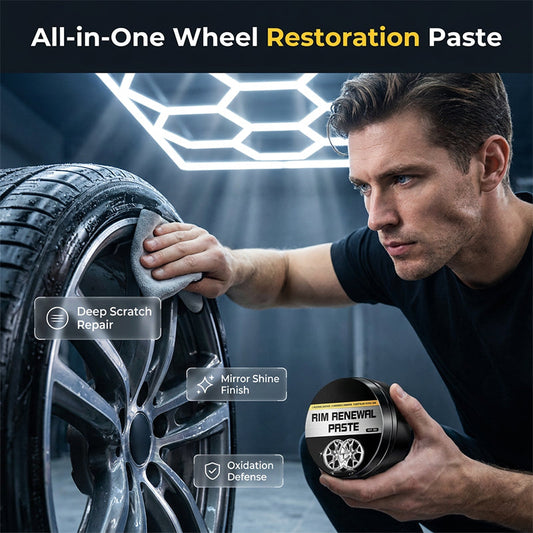 🚗 50% RABATT – Alt-i-ett Felgrestaureringspasta – Fjerner Riper, Gjenoppretter Glans & Gir Langvarig Beskyttelse ✨