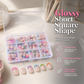 💅 288-delt Fargerike Press-On Negler – Korte Firkantede Tips & Fransk Kant! ✨ Klar På Minutter – Perfekt for Rask Stilforandring. 📦 Praktisk Oppbevaringsboks – Kjøp 3 for 10% Ekstra Rabatt! 🌈