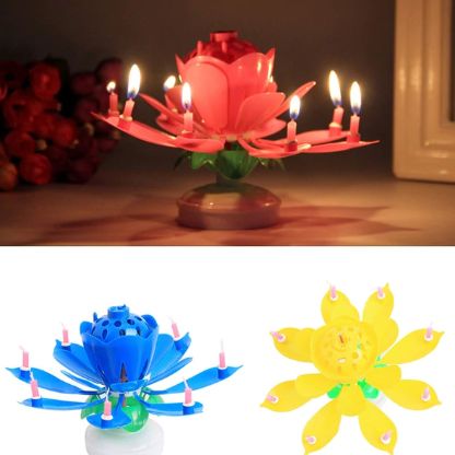 Wielokolorowa Świeczka Niespodzianka w Kształcie Kwiatu Lotosu